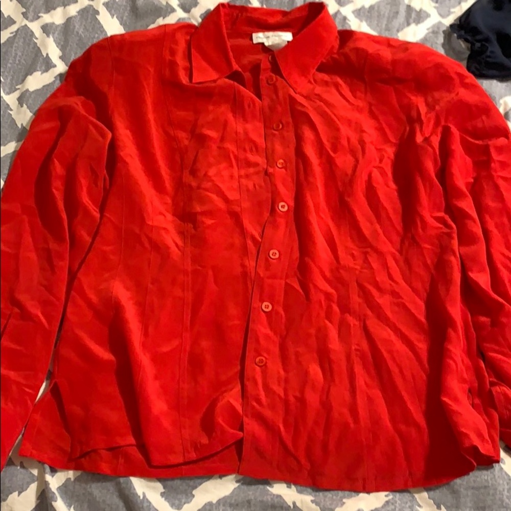 Bright red bottom down blouse